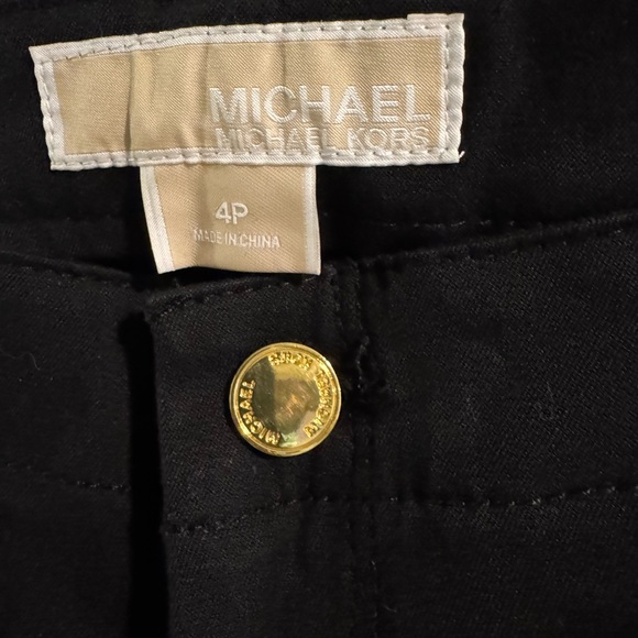 MICHAEL Michael Kors Black Skinny Cropped Ankle Pants with Gold Zippers - Picture 3 of 5